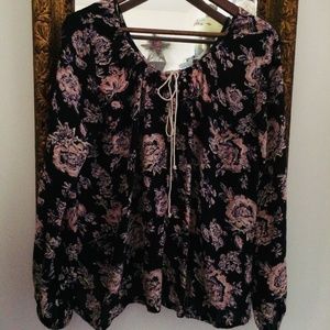 Billabong soft and flow's,  Ladies size M floral on black backdrop shirt